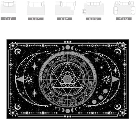 Nayoroom Black Celestial Witchcraft Area Rug, Machine Washable, 8 x 10 ft - Image 5