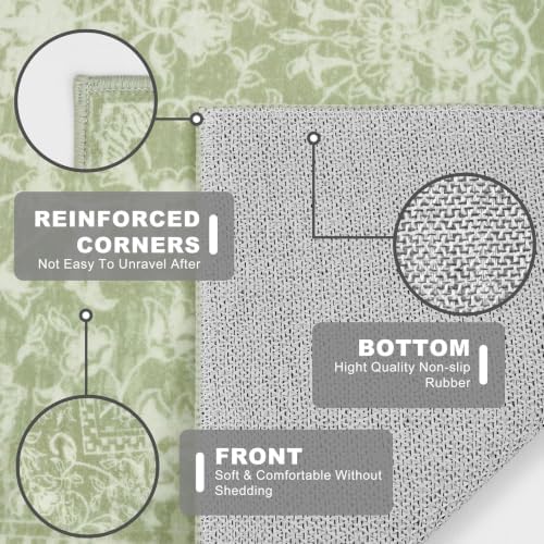 KILOCOCO Area Rug 3x5 Washable Entryway Rug Kitchen Rugs, Sage Green - Image 3