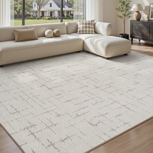 Engiw-Cream White Neutral 8x10 Area Rug by Engiw