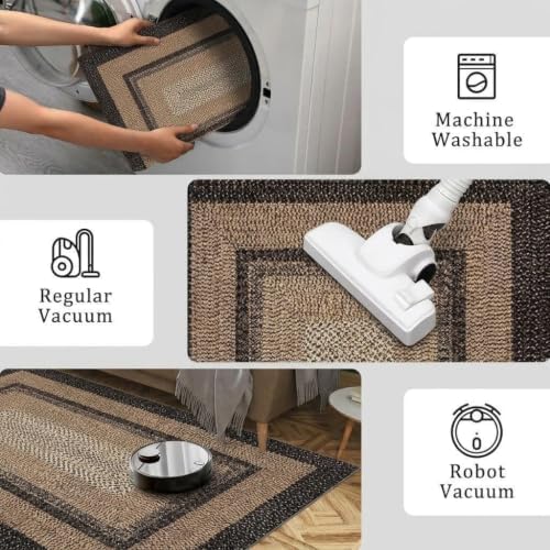 RUGSREAL 6ft Round Rug Washable Geometric Living Room Bedroom Circle Rugs - Image 5