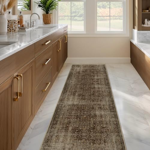 Brown Coffee Hallway Runner Rug 2x6, Dark Earth Tone Kitchen Runners Non Skid - Image 4