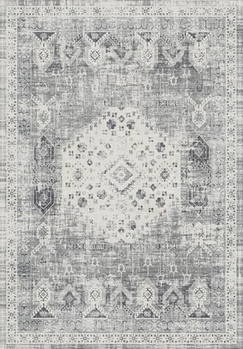 Washable 5x6 Area Rug for Bedroom: Easy Clean Low Pile Stain Resistant Carpet by RUUGME