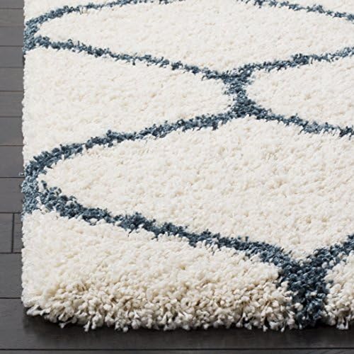 SAFAVIEH Hudson Shag Runner Rug 2'3"x16', Plush Ivory & Steel Blue SGH280T - Image 3