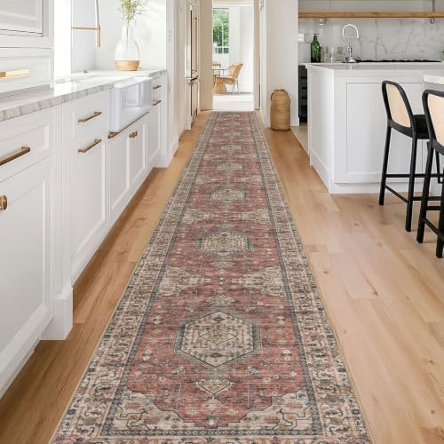 KUTA Extra Long Runner Rug for Hallway 2.6x20 Washable Hall Rug Terracotta - Image 3