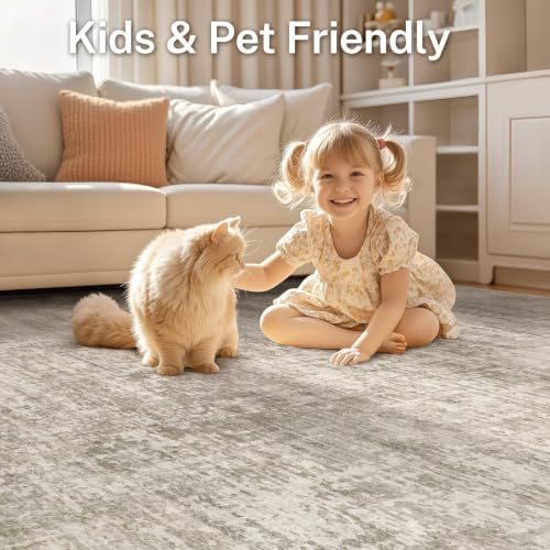 Area Rug Living Room-8X10 Abstract Washable Rug Brown-01 - Image 6