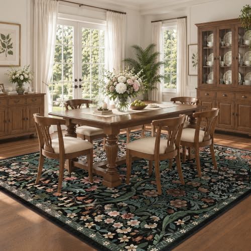 8x8 Square Rug Floral Washable Rug - Image 4