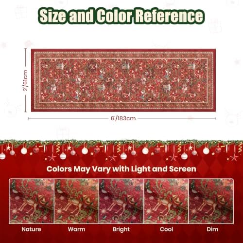 2x6 Christmas Runner Rug for Hallway, Washable Kitchen Rugs - Image 2