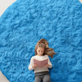 OLANLY Bright Blue Round Rugs for Bedroom by OLANLY