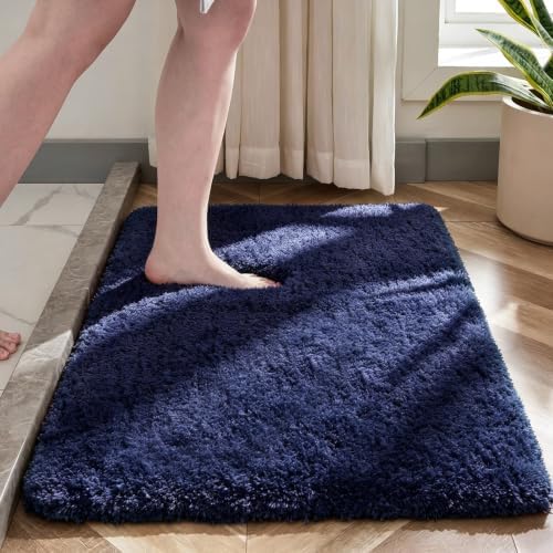 2x3 Dark Blue Fluffy Area Rug for Bedroom and Bedside, Washable Soft Shag Carpet by NEIGELUO