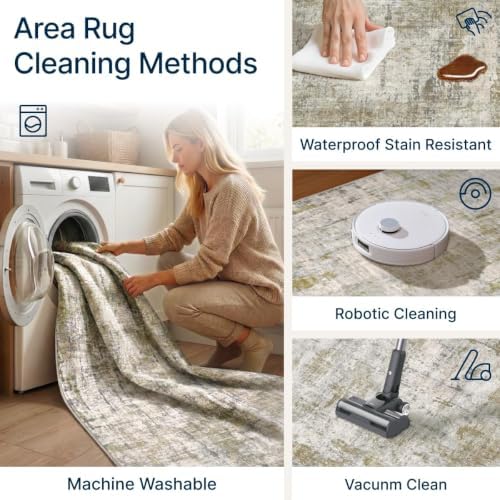 2x3 Area Rug Washable Abstract: Non Slip Throw Rugs - Image 4