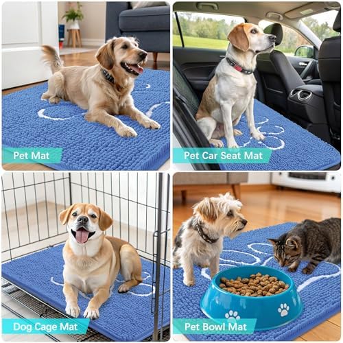 OLANLY Dog Door Mat for Muddy Paws 36x24, Paw Print Design Chenille Mud Mat - Image 7