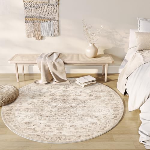 8x8 Beige Neutral Round Rug - Image 2