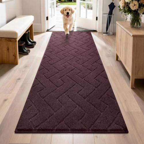 PURRUGS Hallway Runner Rug, Burgundy Red by PURRUGS