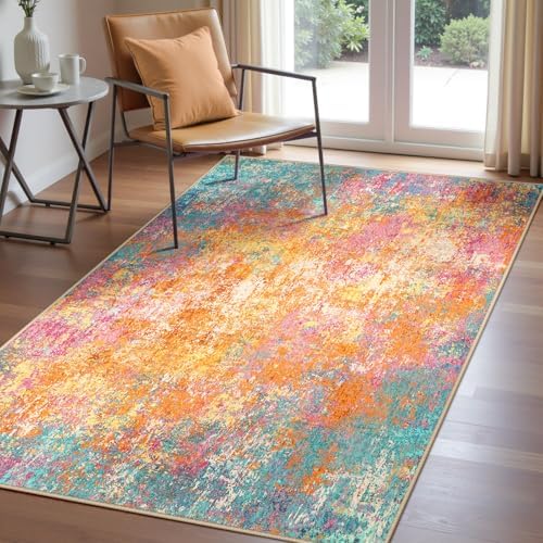 RELEANY Washable 4'x6' Abstract Area Rug - Image 4