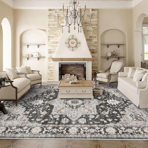Large 9x12 Area Rug: Soft Non-Slip Rug Vintage Distressed Indoor Accent Rug by TOPRUUG