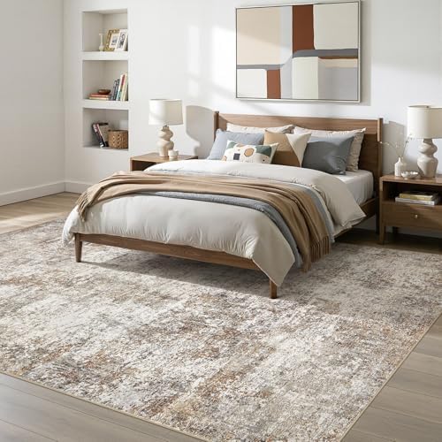 8x11 Area Rugs for Living Room Washable Abstract Rug Brown/Grey - Image 2
