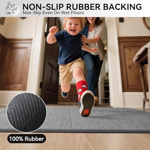 Indoor Door Mat Thin Low Profile Entryway Mats Grey 36"x59" - Image 5