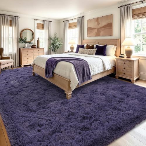 9x12 Extra Large Taro Purple Fluffy Area Rug Non-Slip - Image 4
