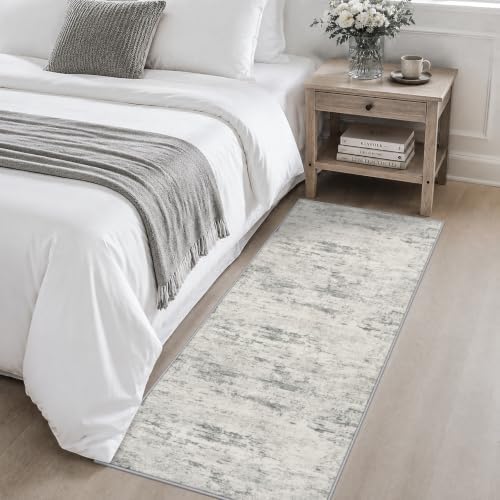 2x5 Washable Runner Rug：Modern Abstract Kitchen Soft Carpet Gray - Image 4