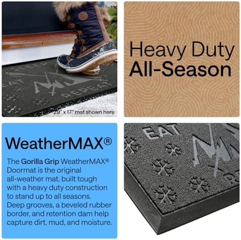 GORILLA GRIP WeatherMAX Door Mat, Indoor Outdoor, Charcoal Skiing - Image 3
