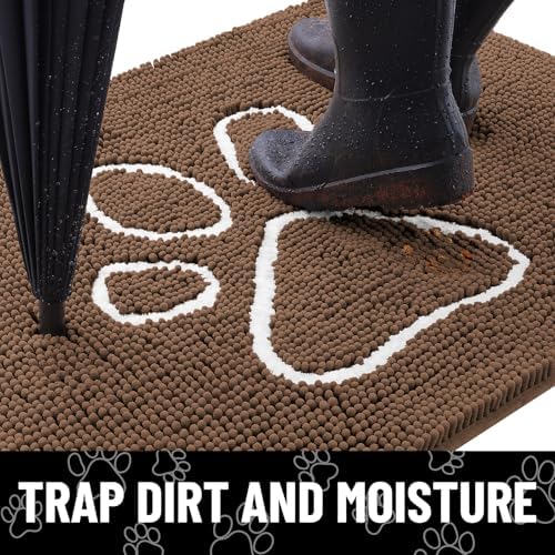Smiry Dog Door Mat for Muddy Paws, Absorbent Non Slip Dirt Trapper - Image 2