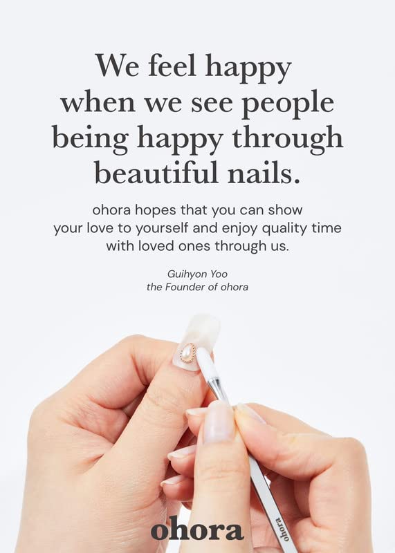 ohora Semi Cured Gel Nail Strips (N Dress Up) - White, Patterned, Works with Any UV/LED Lamps, Salon-Quality, Long Lasting, Easy to Apply & Remove - Includes 2 Prep Pads, Nail File & Wooden Stick
