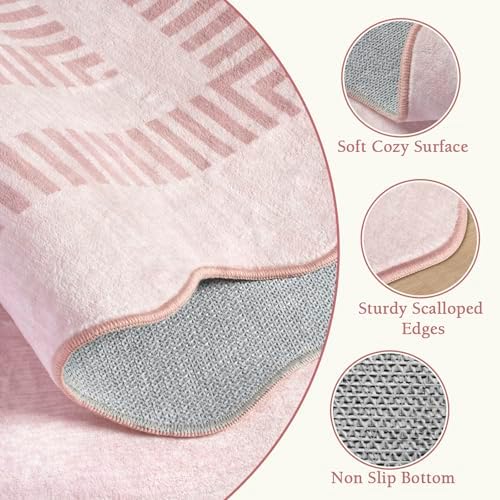 Washable 3x5 Indoor Entryway Rug, Solid Pink Non Slip Rugs - Image 5