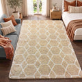 Area Rugs for Bedroom Living Room, 4x6 Fluffy Beige and White Geometric Rug by ONASAR