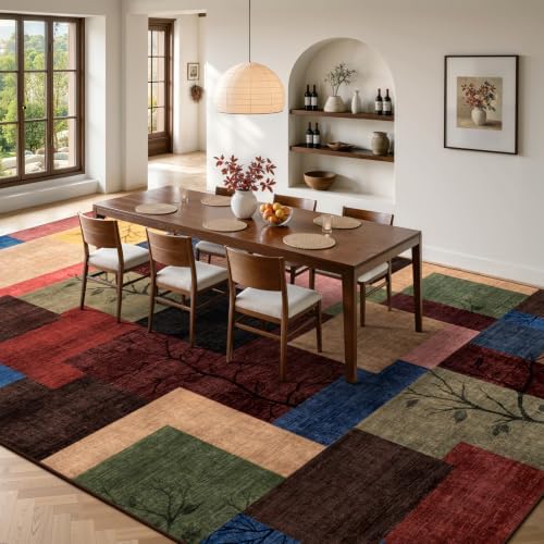 Large Area Rugs for Living Room, Modern Geometric Patchwork Carpet Non-Slip - Image 4