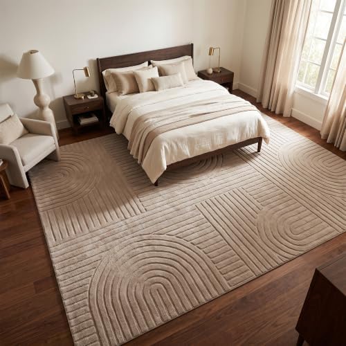 Brown Solid Area Rug 5x7, Washable Living Room Rug, Ultra Soft Indoor Rugs - Image 6