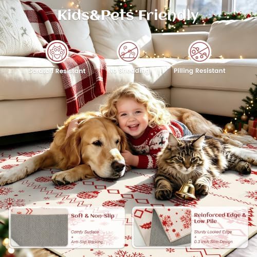 Christmas 4x6 Area Rugs for Entryway, Washable Rug Soft Non-Slip Low Pile - Image 5