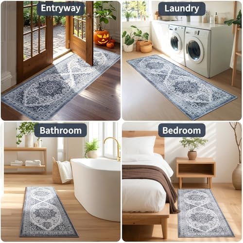 UKISS Washable Runner Rug ，2x6 Non-Slip Soft Boho Vintage Hallway Runner Rugs， - Image 7