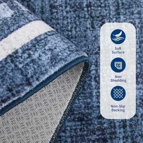 Garvee Small Area Rugs 2x3 Blue Washable Entryway Scalloped Throw Carpet - Image 5