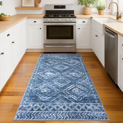KILOCOCO Small Area Rug 3'x5' Entryway Rug Washable Rugs, Stonewashed Blue - Image 3