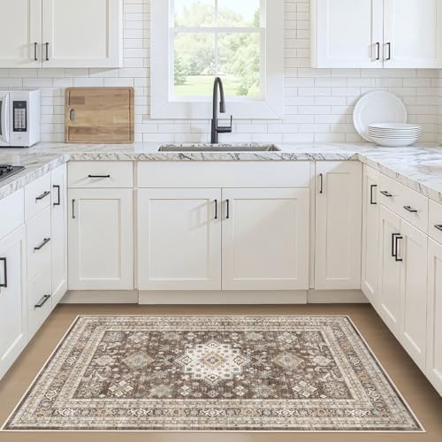 cotiled 3x5 Area Rug for Living Room, Traditional, Dark Brown - Image 2