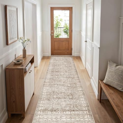 cotiled 3x8 Runner Rug Abstract Washable Non Slip Cartpet Dark Brown - Image 4
