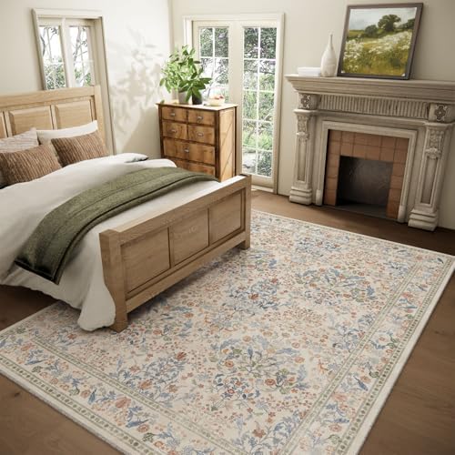 9x12 Area Rugs for Living Room: Washable Bedroom Rug Vintage Area Rug Stain - Image 2