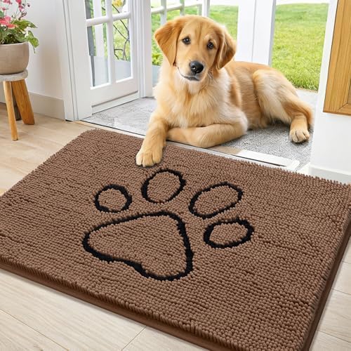 Smiry Dog Door Mat for Muddy Paws, Absorbent Non Slip Dirt Trapper by Smiry