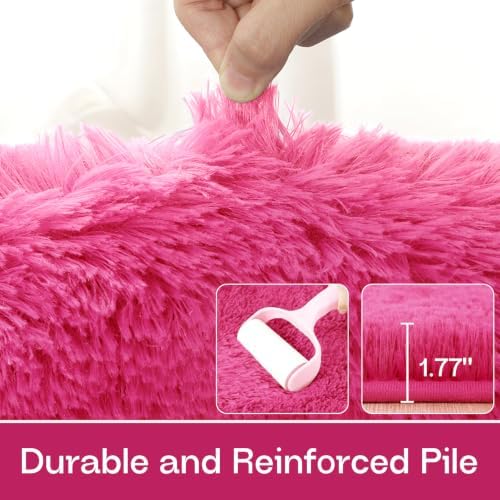 LOCHAS Bedroom Rug 2.6' x 5.3', Hot Pink Fluffy Area Rug - Image 7