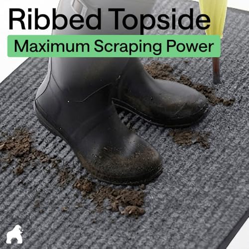 GORILLA GRIP Traffic Guard Indoor Outdoor Heavy Duty Door Mat 70x24 Lt Gray - Image 4