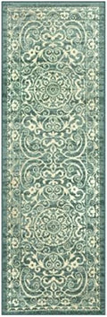 Maples Rugs Pelham Vintage Medallion Runner Rug, Light Spa by MaplesRugs