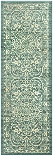 Maples Rugs Pelham Vintage Medallion Runner Rug, Light Spa by MaplesRugs