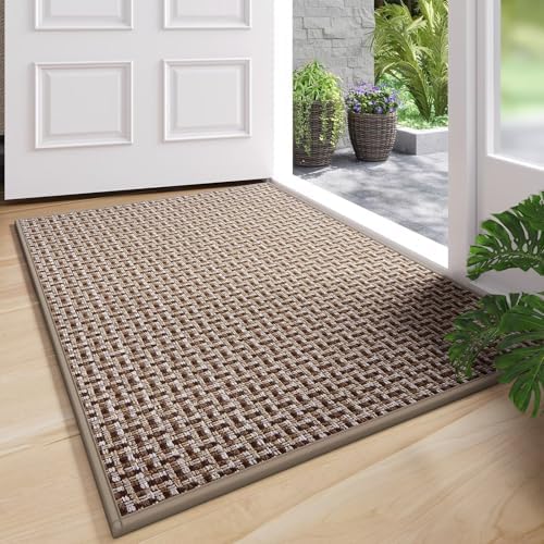 YDKGL Front Door Mat Indoor Entrance Non Slip Entry Mat Large Brown 31"x47" by YDKGL