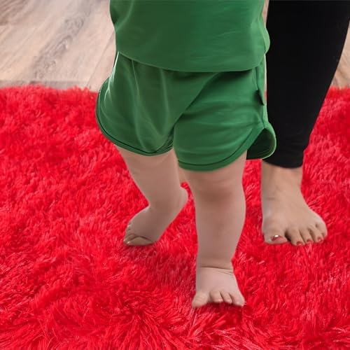 Soft Runner Rugs for Bedroom Hallways, 2x6 Red Fluffy Shag Throw Area Rug Non - Image 4