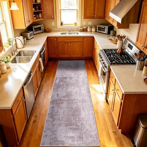 2'6x10 Runner Rug Washable Rug Vintage Abstract Hallway Runner Non-Slip Soft - Image 3