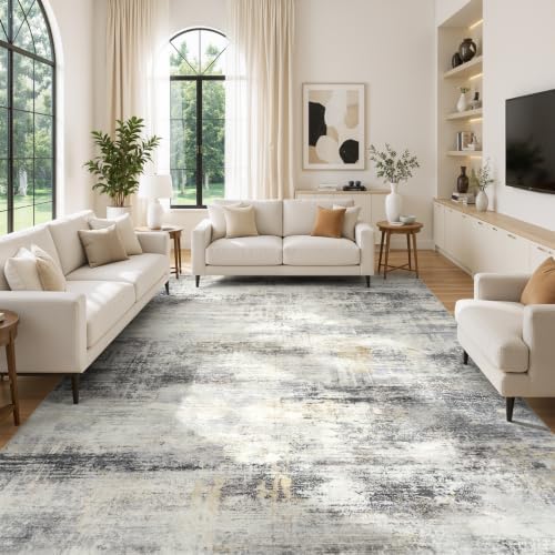 8x10 Area Rug for Living Room, Light Grey Ivory by Vibrug