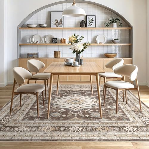 cotiled 9x9 Area Rug for Living Room, Traditional, Dark Brown - Image 6