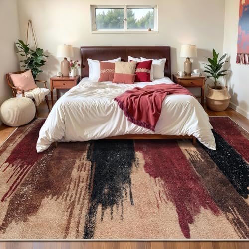 Ciicool 8x10 Area Rugs for Living Room, Modern Abstract Washable Rug Red - Image 2