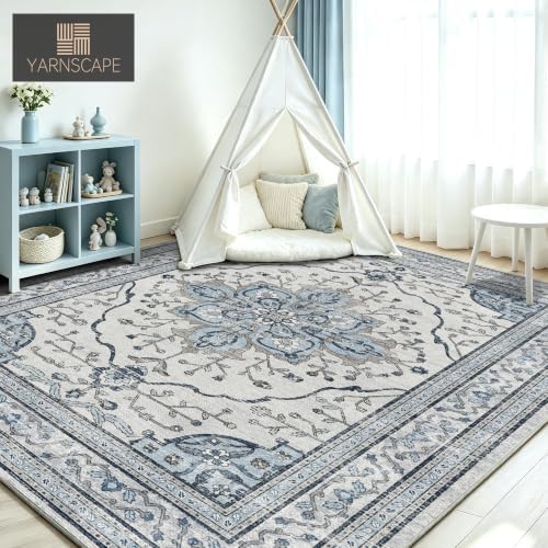 YARNSCAPE 6' x 9' Machine Washable Area Rug, Non-Slip Low-Pile Carpet - Image 4
