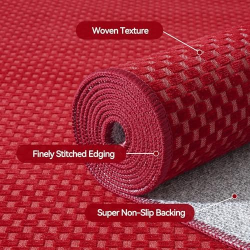 YDKGL Hallway Runner Rug Woven Washable Long Kitchen Runner Red 2x5 ft - Image 5